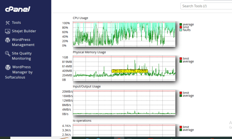 High CPU usage in cPanel